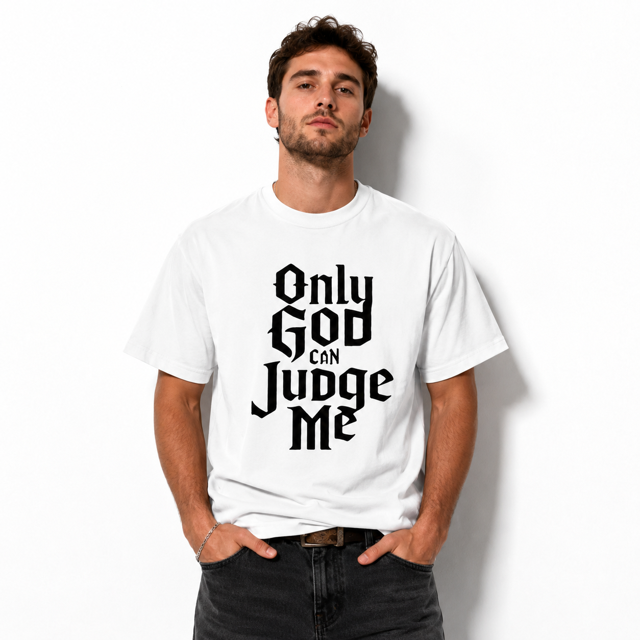 Only God Can Judge Me Christian Gothic Graphic Men’s T-Shirt Faith Tee