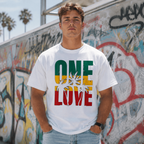 One Love Rasta Reggae Jamaica Colors Graphic T-Shirt Peace Unity Tee