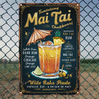 Mai Tai Cocktail Metal Sign - Retro Bar Wall Art Tin Decor Plaque