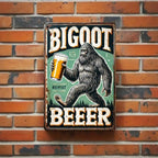Funny Bigfoot Metal Sign - Retro "Bigoot Beeer" Tin Wall Decor Plaque