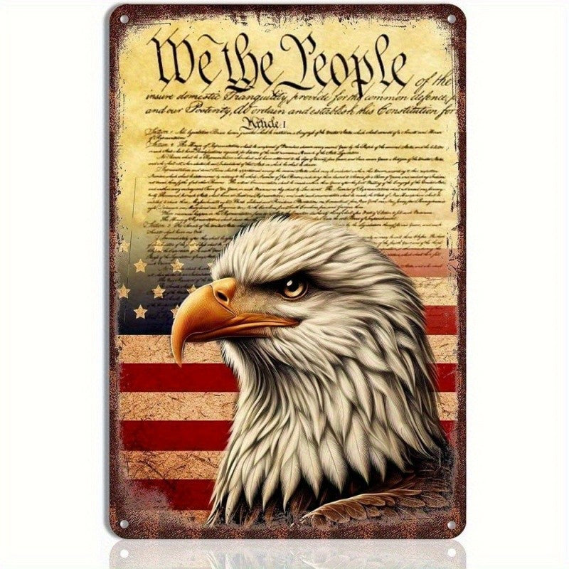 American Eagle Tin Sign - Vintage Style US Constitution Metal Poster Wall Art