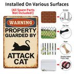Funny Attack Cat Metal Sign Vintage Security Warning Notice Fence Gate Wall Art