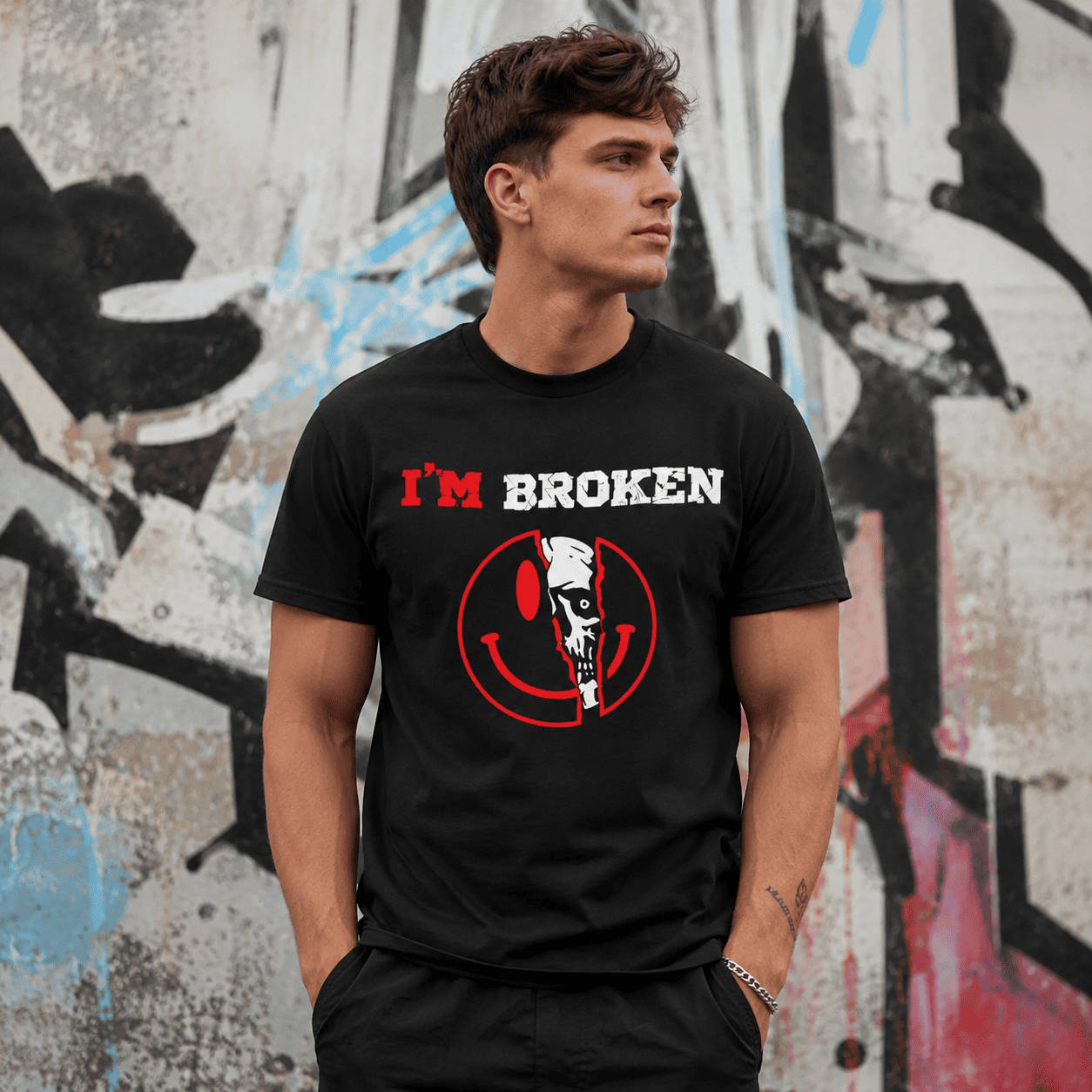 I'm Broken Skull Shirt I'm Broken Sweatshirt Happy Skull Face Shirt Funny Sarcas