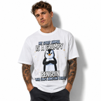 Grumpy Penguin Funny Spirit Animal Humor Graphic T-Shirt Sarcastic Tee