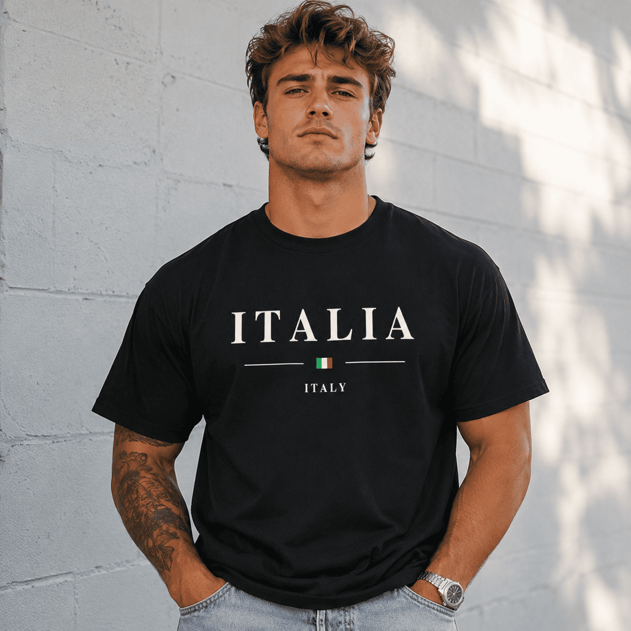 Italia Italy Flag Graphic Tee - Minimalist T-Shirt