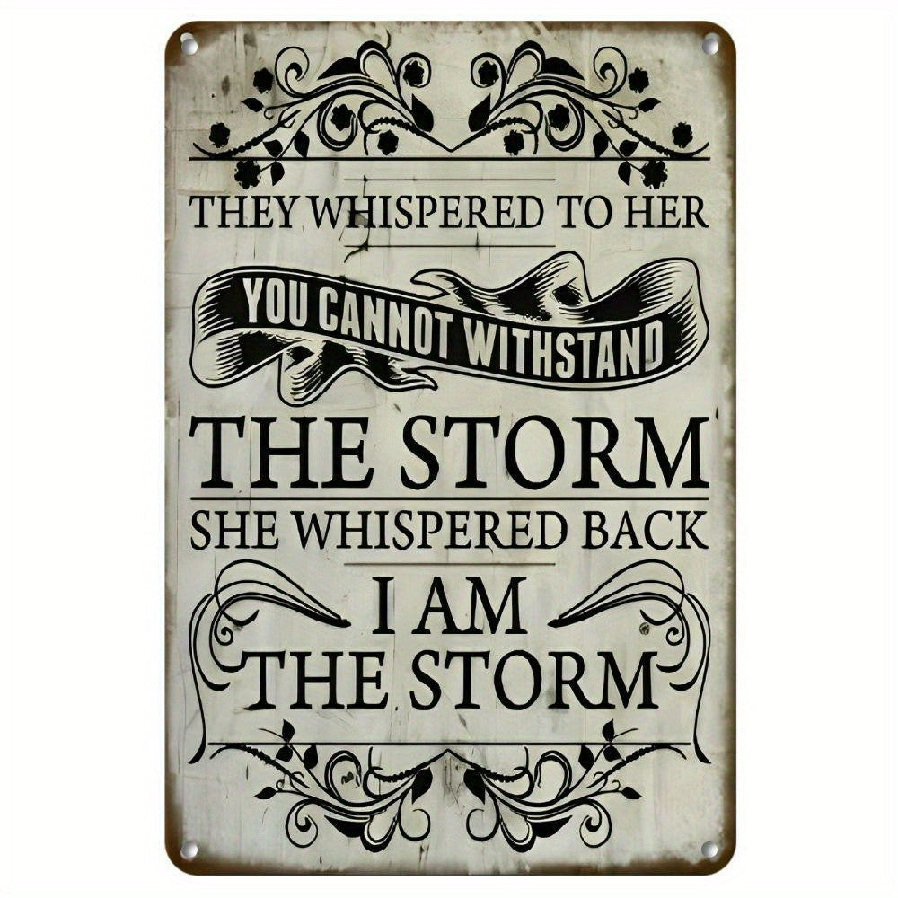 Rustic She Whispered Back Tin Sign - Motivational Farmhouse Kitchen Plaque