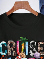 Women Hello Summer Cruise Life Graphic T-Shirt Nautical Beach Vacation Tee
