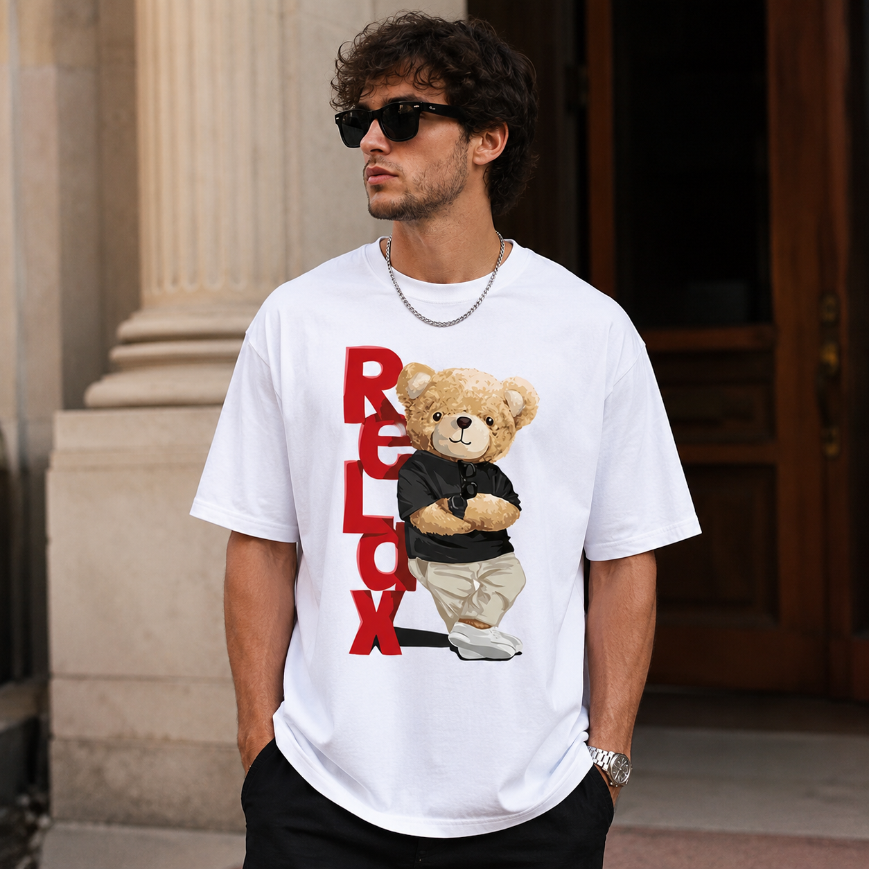 Funny Bear Graphic T-Shirt Cool Street Style Teddy Tee