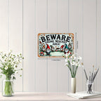 Garden Gnome Humor Tin Sign - Vintage Novelty Yard Warning Metal Poster