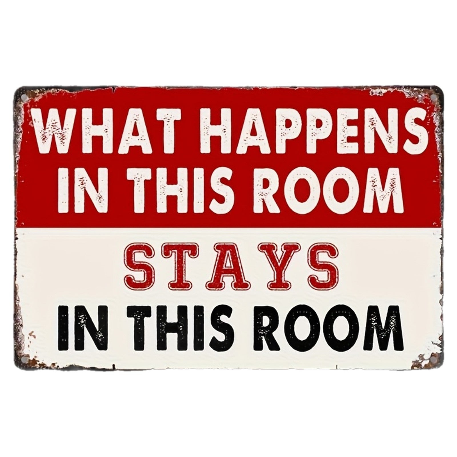 What Happens In This Room Metal Sign Funny Retro Rules Office Wall Decor