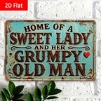 Sweet Lady Grumpy Old Man Metal Sign Vintage Country Kitchen Porch Wall Art Gift