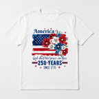 Women's 250th Anniversary American Flag Floral Patriotic Graphic T-Shirt