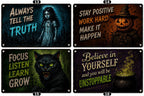 Gothic Metal Sign Horror Quote Wall Decor Witchcore Room Spooky Art Plaque