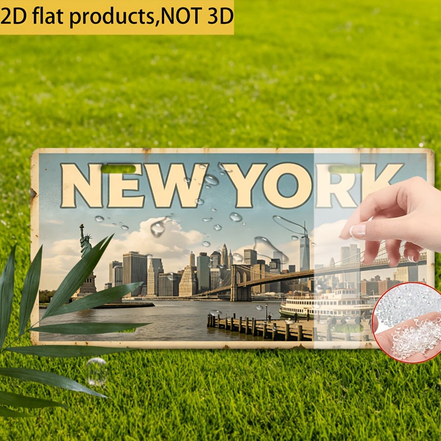 NYC Statue of Liberty Metal License Plate Sign Brooklyn Bridge Wall Decor