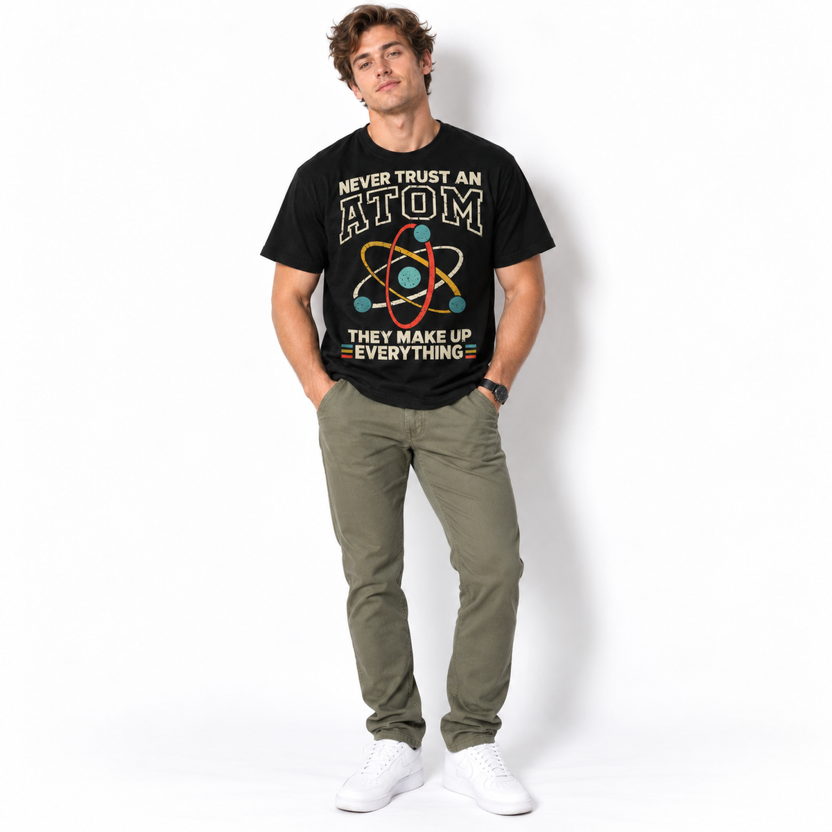 Never Trust an Atom They Make Up Everything Funny Science Men's T-Shirt