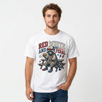 Funny Patriotic Raccoon Red White And Feral BBQ T-shirt