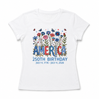Women's USA 250th Birthday 1776–2026 Floral Butterfly Patriotic T-Shirt