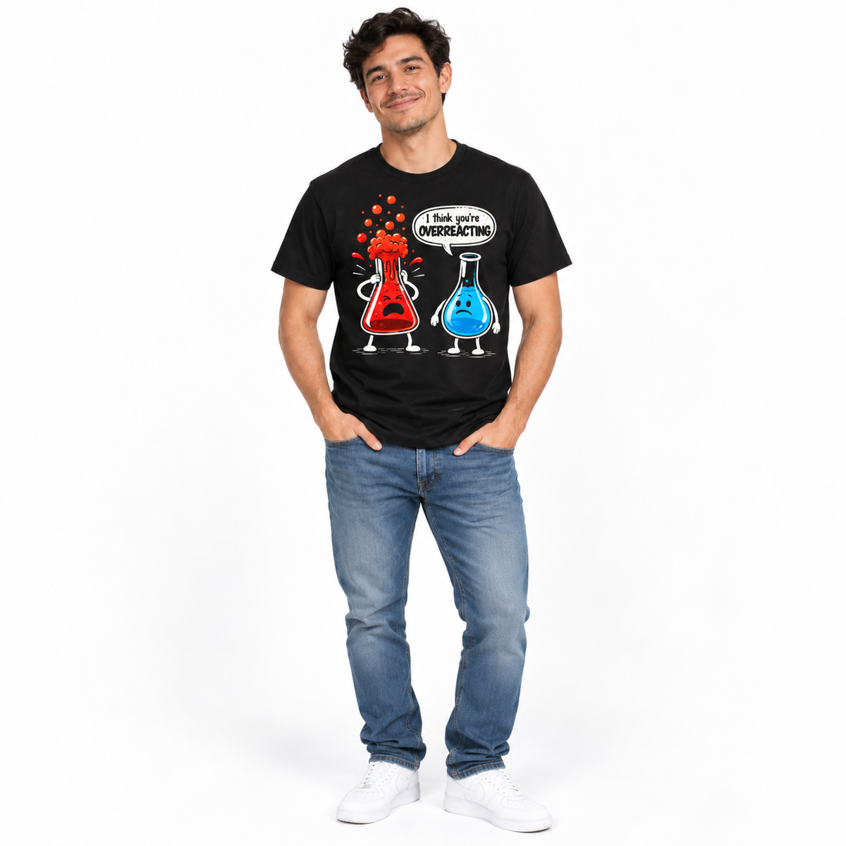 I Think You're Overreacting Funny Chemistry Science Lab Men's T-Shirt
