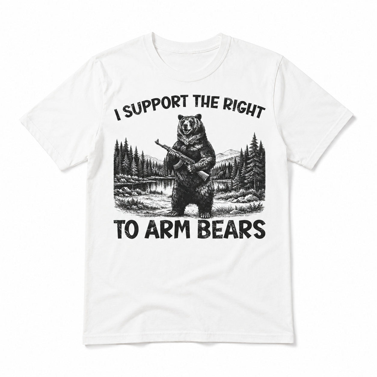 Funny I Support the Right to Arm Bears Meme Graphic T-Shirt for Men