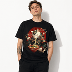 Japanese Ramen Cat Ninja Samurai Graphic T-Shirt Ukiyo-e Anime Tee