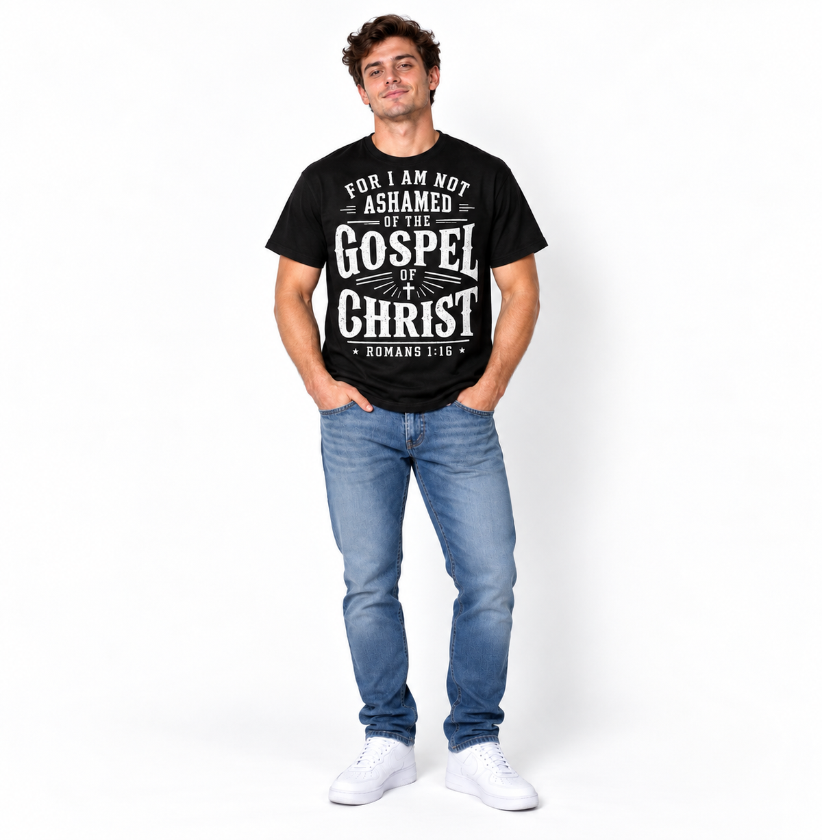 Not Ashamed of the Gospel Romans 1:16 Christian Faith Men's T-Shirt