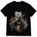 Tattooed Hands Gold Chain Mask Streetwear Men's Graphic T-Shirt