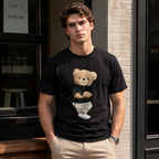 Cute Teddy Bear Graphic T-Shirt Men Funny Cartoon Casual Street Tee