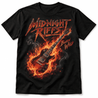 Midnight Riffs Flaming Guitar Heavy Metal Rock Men's Graphic T-Shirt