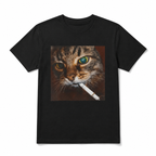 Funny Smoking Cat Cigarette Kitty Meme Graphic T-Shirt for Men