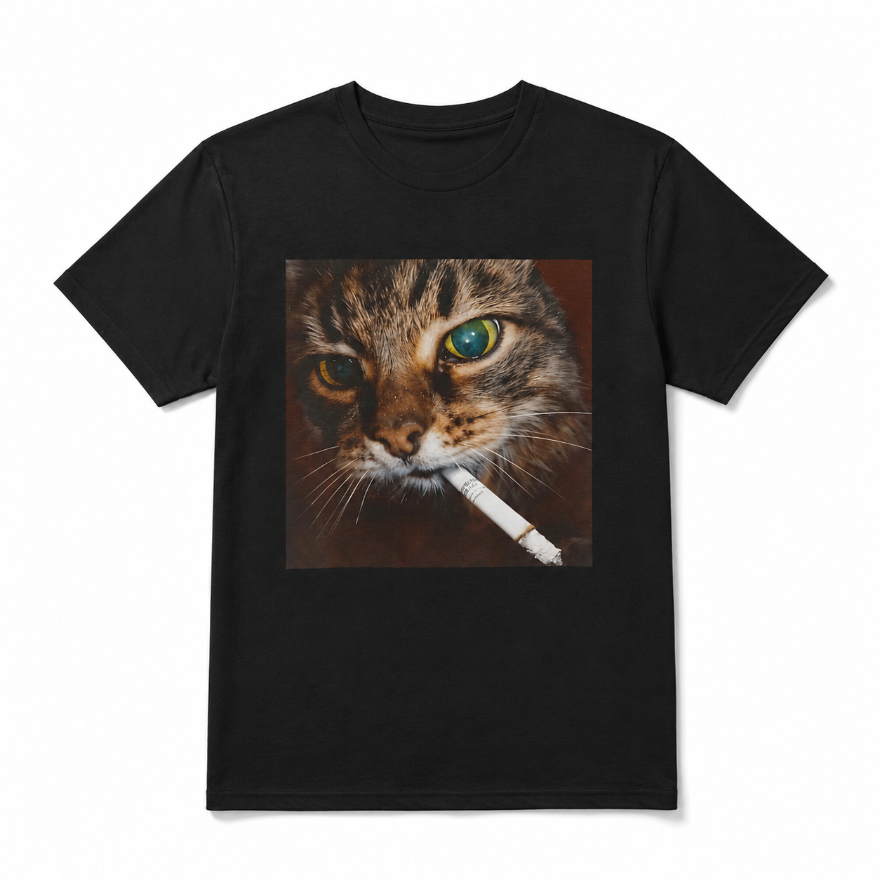 Funny Smoking Cat Cigarette Kitty Meme Graphic T-Shirt for Men