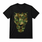 Camo Lion Head Graphic T-Shirt Military Camouflage Animal Print Tee