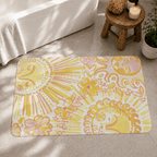 Smile Sun Bath Mat, Boho Door Mat, Yellow Sunshine Meditation Mat, New Home Gift for Orange Lovers, Non-Slip Bedroom Rug, Ethnic Hippie Rug