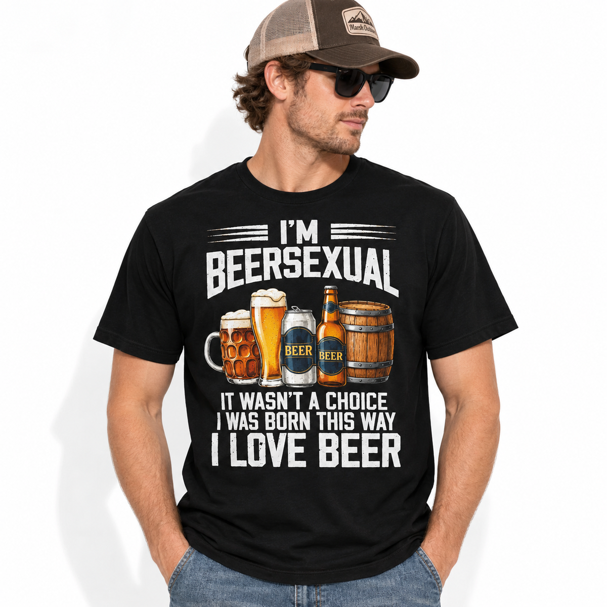 Beer Sexual Born This Way Funny Beer Lover Drinking Humor Men's T-Shirt