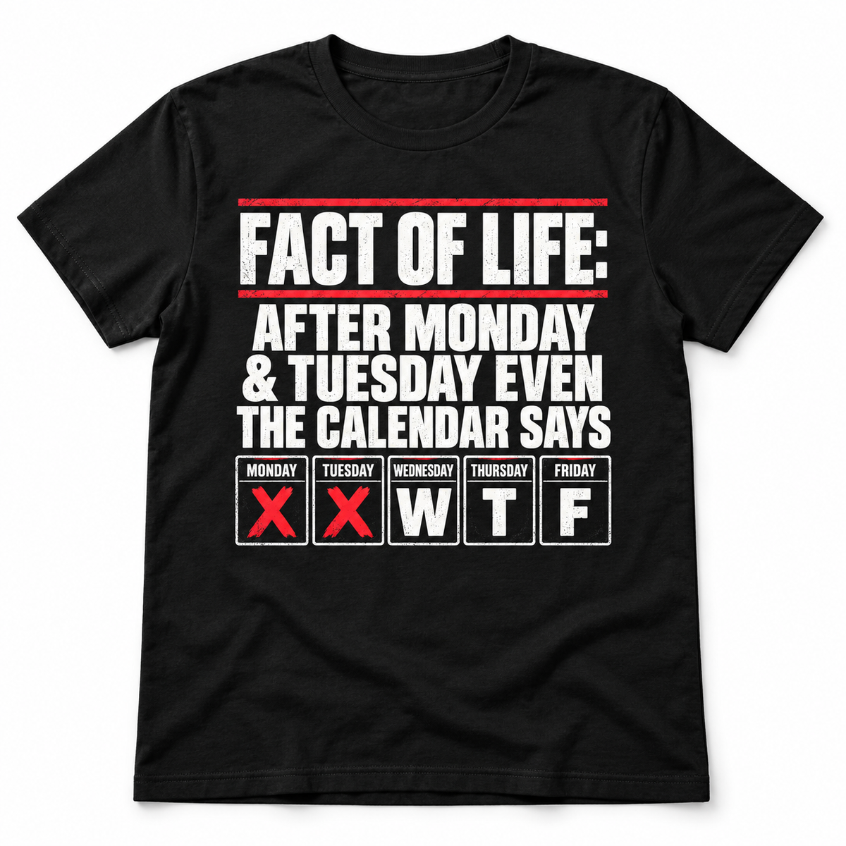 Funny WTF Calendar Fact of Life Graphic Men’s T-Shirt