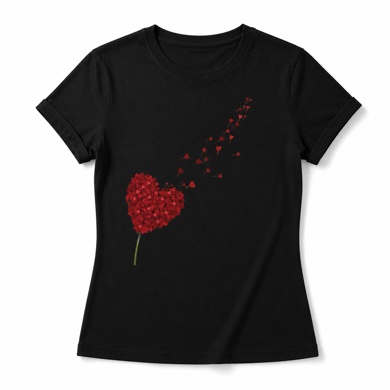Women's Heart Print Mother's Day Graphic Crew Neck Casual Short Sleeve T-Shirt