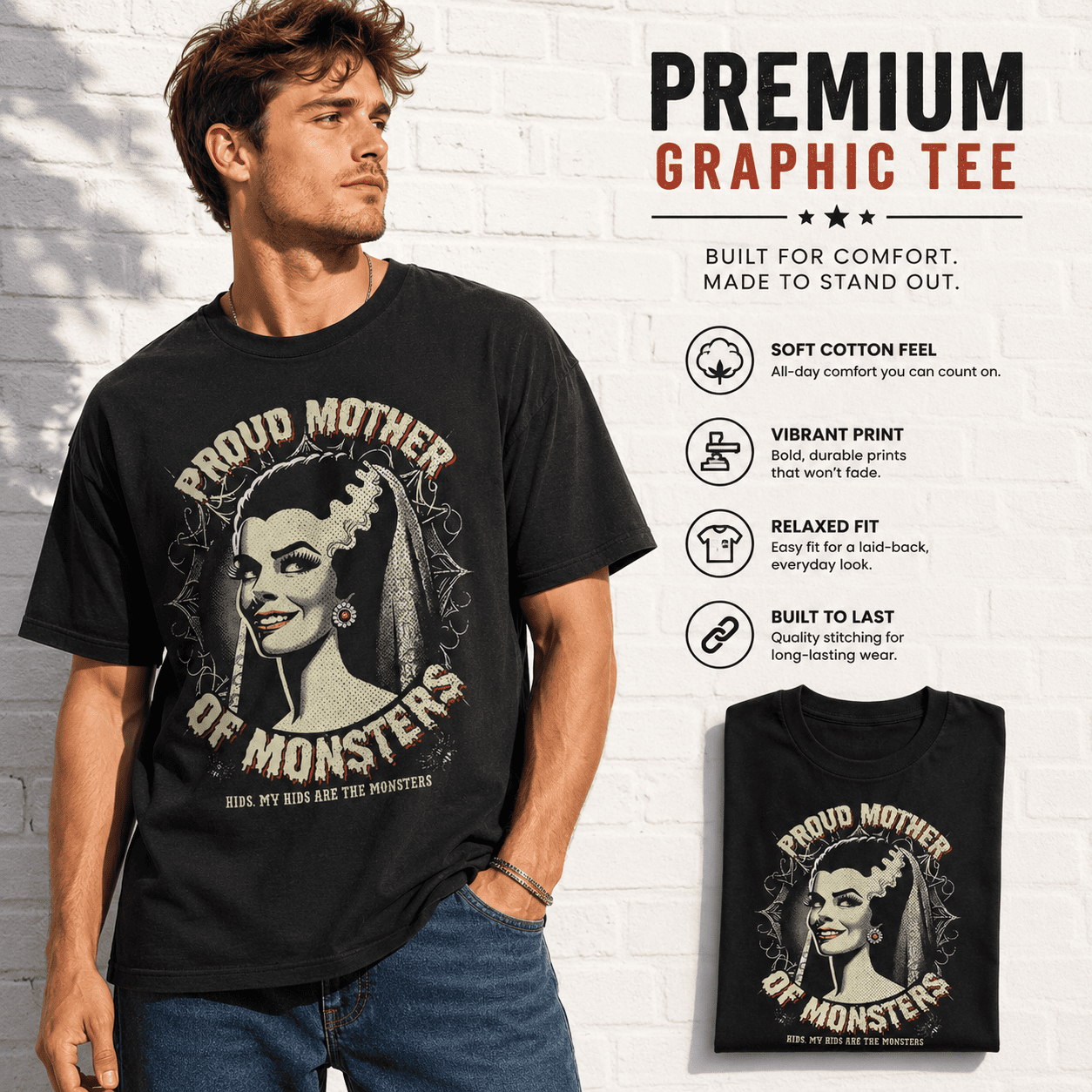 Proud Mother of Monsters Funny Horror Mom Halloween Graphic Men's T-Shirt
