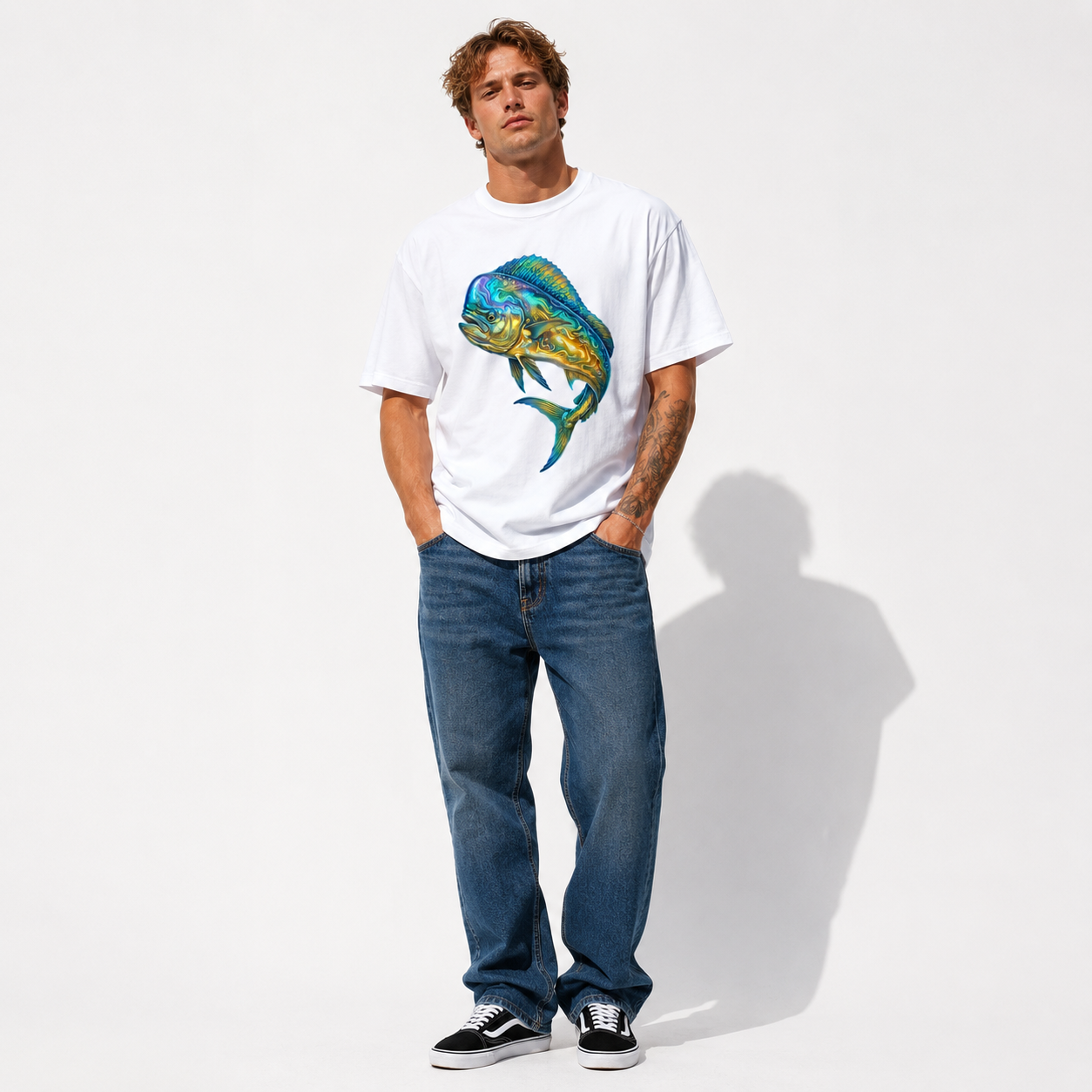 Colorful Mahi Mahi Fish T Shirt Retro Ocean Abstract Graphic Casual Tee Gift