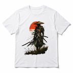 Vintage Samurai Red Sun Graphic T-Shirt Japanese Armor Streetwear Tee
