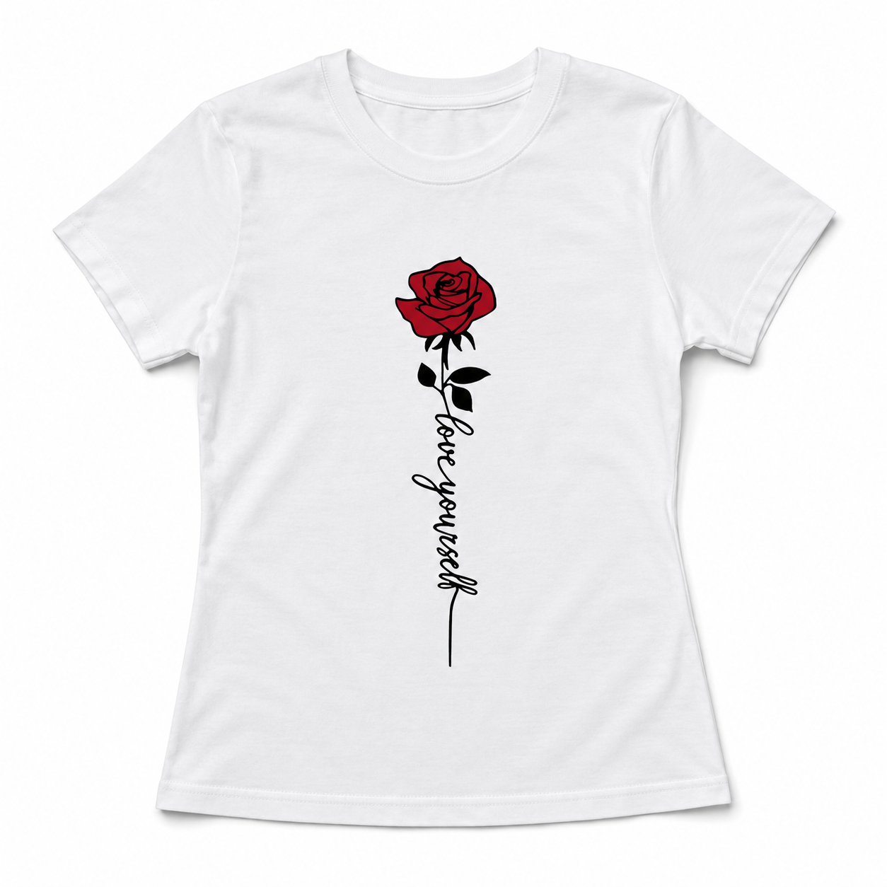 Love Yourself Rose T-Shirt | Minimalist Floral Empowerment Graphic Tee