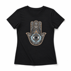 Women Boho Hamsa Hand Evil Eye Graphic T-Shirt Casual Short Sleeve Tee Top