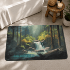 Forest Waterfall Floor Mat Quick Dry Super Absorbent Non Slip Nature Decor