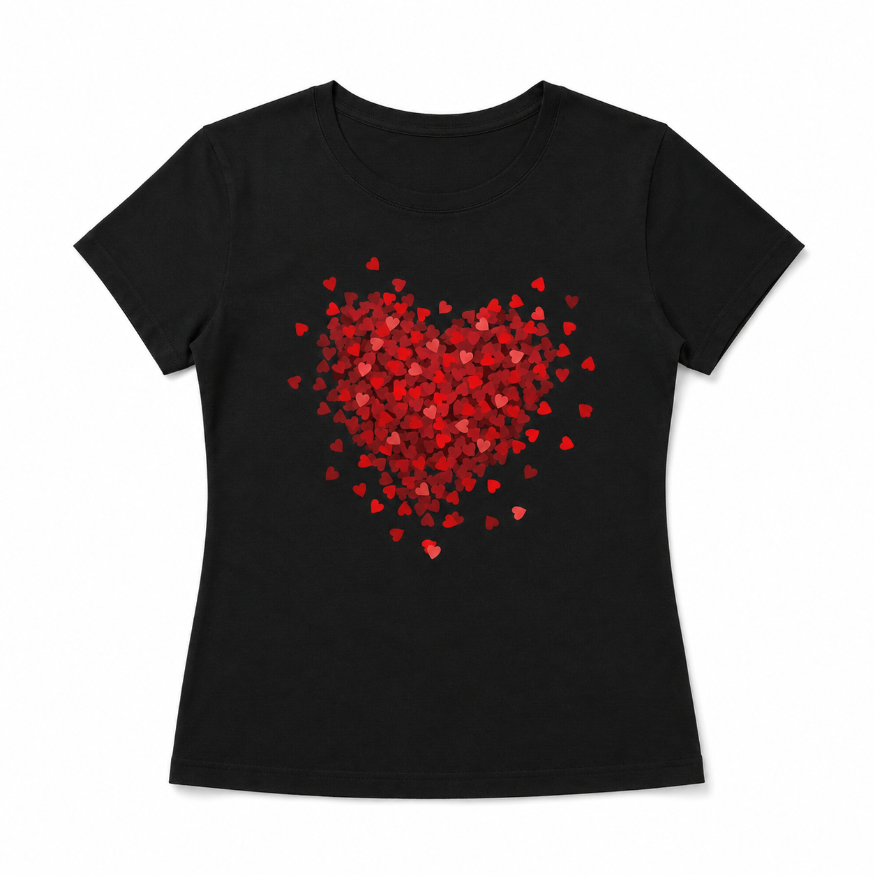 Women Vintage Floral Heart Graphic T-Shirt Rose Flower Casual Crew Neck Tee Top