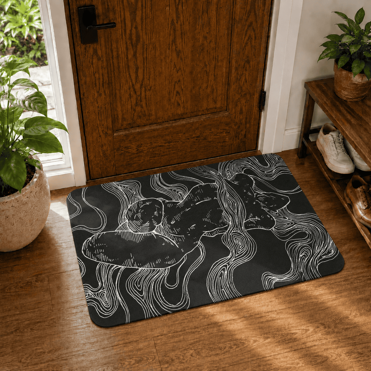 Abstract Women Body Bath Rug Quick Dry Super Absorbent Non Slip Modern Art Decor