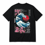 Tokyo Great Wave Off Kanagawa T-Shirt Japanese Art Sakura Graphic Tee