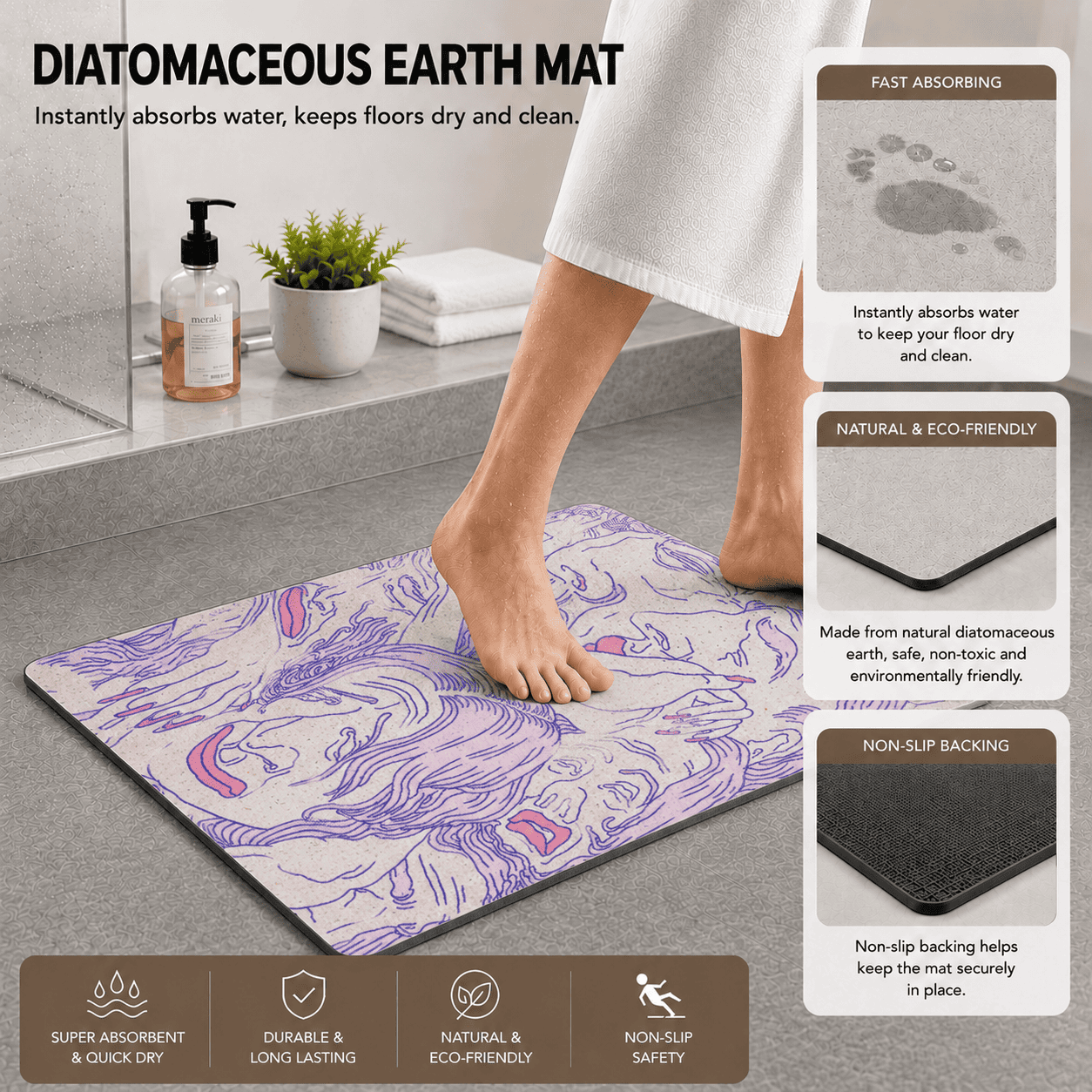 Non-Slip Trippy Livingroom Carpet, Pastel Themed Purple Home Decor, Psychedelic Yoga Mat, Bedroom Rug, Abstract Faces Pattern New Home Gift