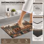 European Cityscape Bath Mat Quick Dry Super Absorbent Non Slip Anime Style