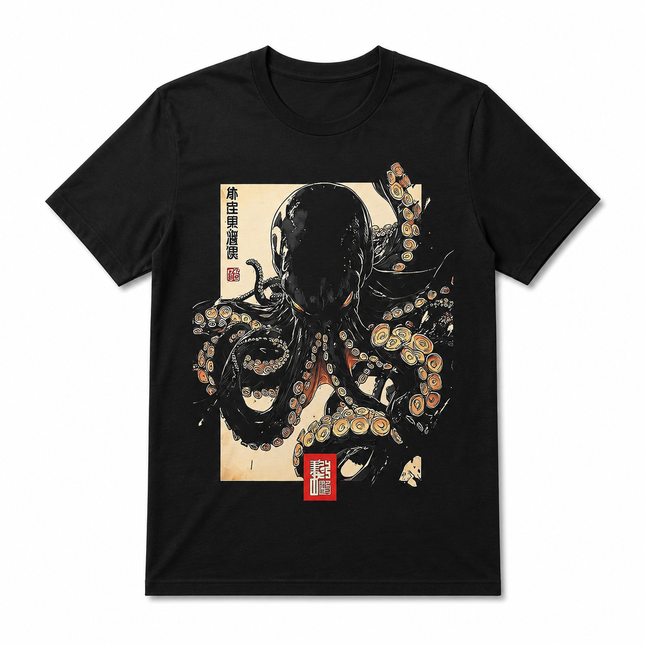 Japanese Octopus T Shirt Dark Art Print Graphic Streetwear Casual Tee Top