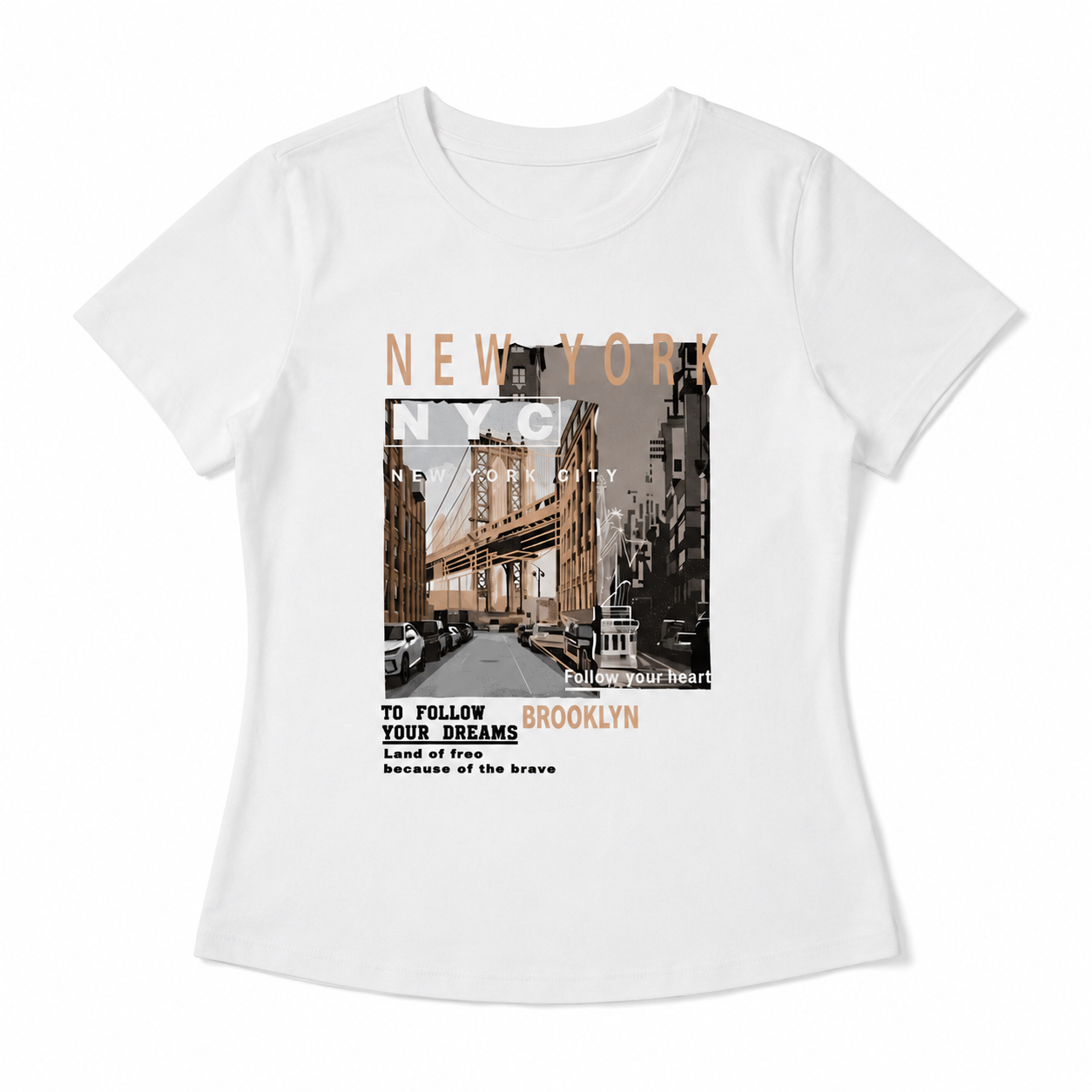 Women Brooklyn Bridge New York City Graphic T-Shirt NYC Travel Casual Tee Top