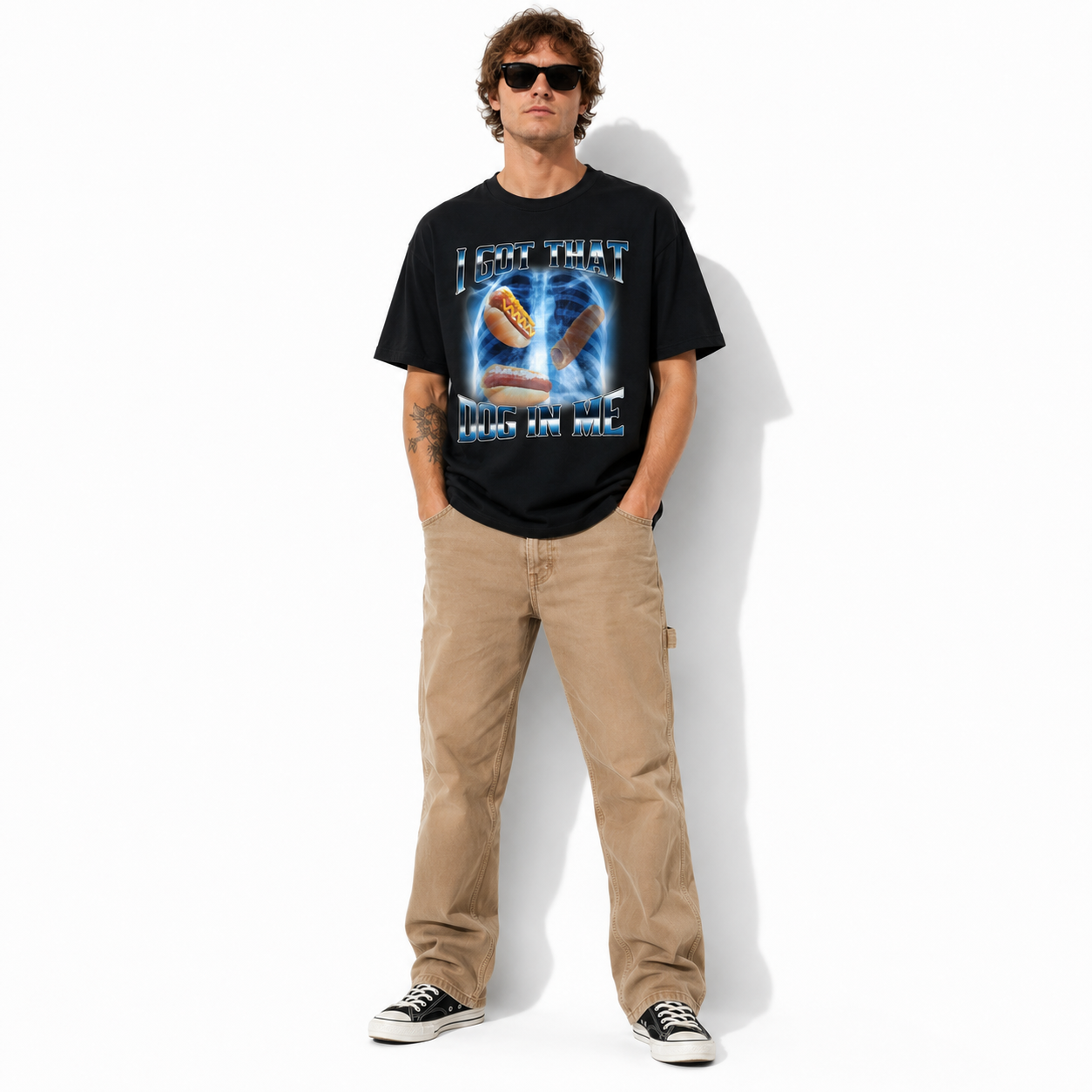 Funny I Got That Dog In Me X-Ray Hot Dog Meme Graphic T-Shirt for Men