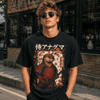Otter Samurai Graphic T-Shirt Cute Japanese Warrior Animal Tee